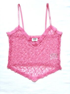 Cotton On:Pink Sheer Lace Cami Tank Top XS Y2K Barbiecore
